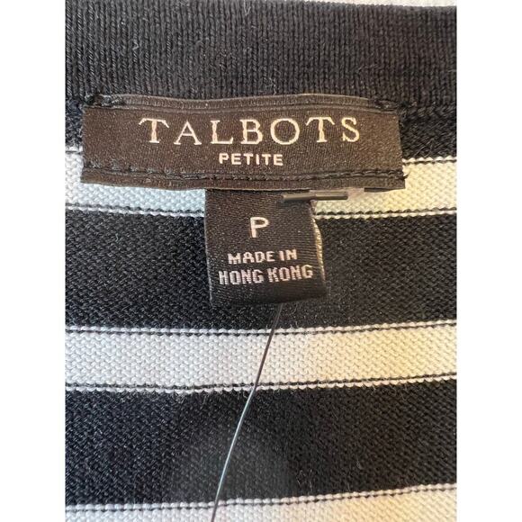 TALBOTS Stripe Knit Sleeveless Sweater in Black & White Size Small Petite - Picture 9 of 9